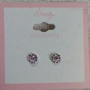 Icing sterling silver cz earrings flower 💐🌹 floral